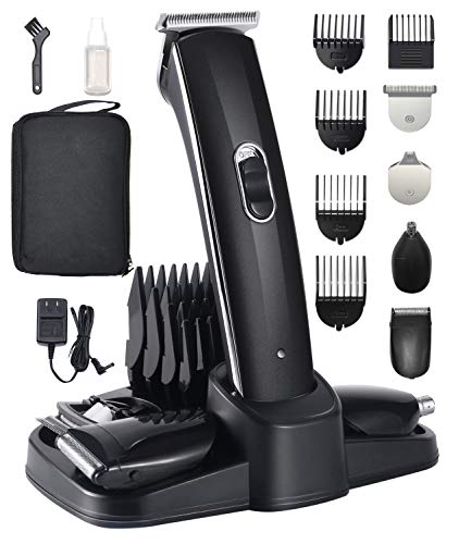 Product Cover Beard and Mustache Trimmer, All in 1 Multi-functional Hair Trimmer Set, Express Fast Rechargeable Cordless Grooming Kit with Face, Body, Nose Hair Trimmer and Micro Shaver RFC-2059E (Black)