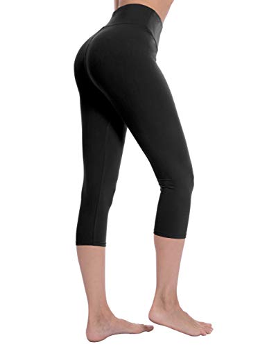 Product Cover Natural Feelings Ultra Soft Capri Leggings for Women with High Waist, Tummy Control Stretch Slim Tights Black