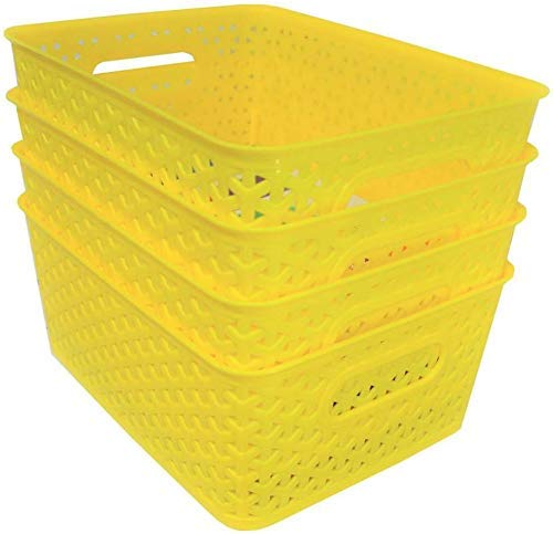 Product Cover Xllent® Multipurpose Baskets for Storage Set of-4 Pieces,Yellow,Medium,B20Cm, L26Cm,H11 cm