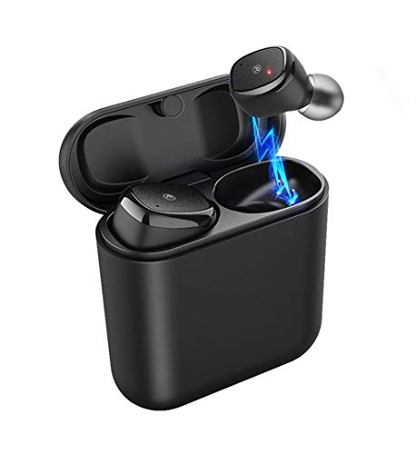 Product Cover TWS Bluetooth Earbuds 5.0 True Wireless Headphones UNIWA, Latest in-Ear Earphones 3D Stereo Hi-Fi Sound Headset with Storage Bag, 400mAh Charging Case, Built-in Mic (Black)