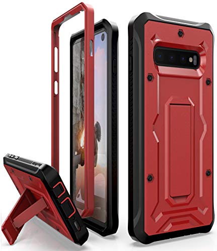 Product Cover ArmadilloTek Vanguard Designed for Samsung Galaxy S10 Case (2019 Release) Military Grade Full-Body Rugged with Kickstand Without Built-in Screen Protector (Red)
