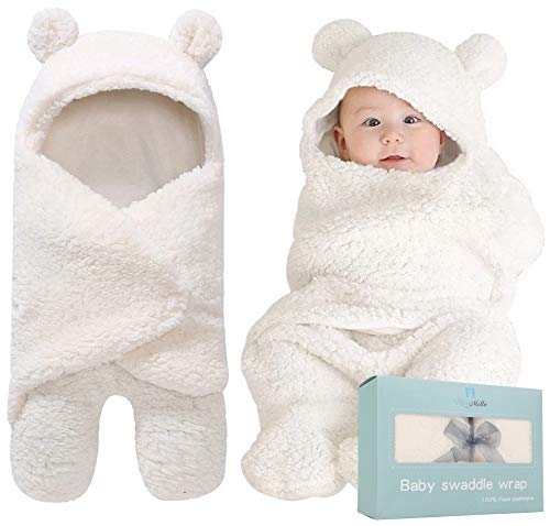 Product Cover Baby Swaddle Blanket | Ultra-Soft Plush Essential for Infants 0-6 Months | Receiving Swaddling Wrap White | Ideal for Baby Boy Accessories and Newborn Registry | Perfect Baby Girl Shower Gift