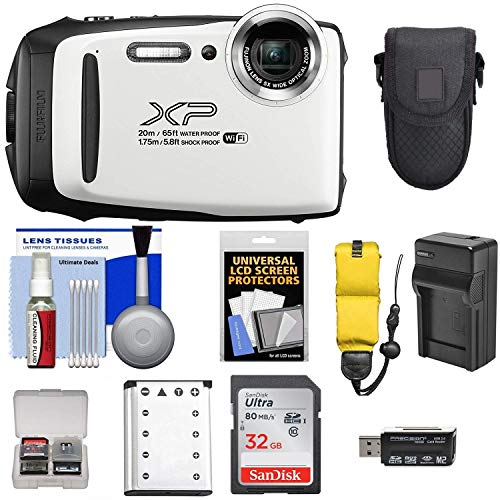 Product Cover Fujifilm FinePix XP130 Shock & Waterproof Wi-Fi Digital Camera (White) with 64GB Card + Battery +Charger + Cases + Tripod + Float Strap + Ultimate DealsKit
