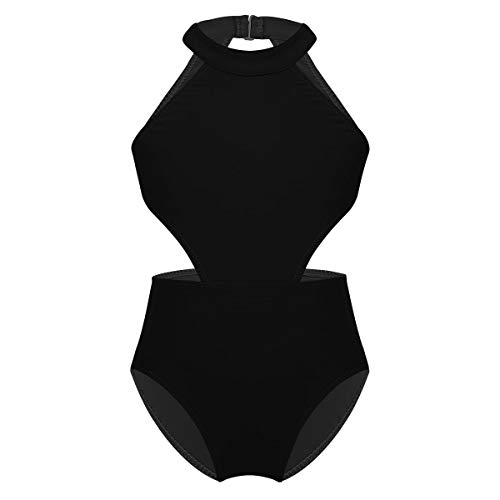 Product Cover YONGHS Kids Girls One Piece Sleeveless Halter Cutouts on Waist Backless Leotard Ballet Dance Gymnastic Sports Activewear