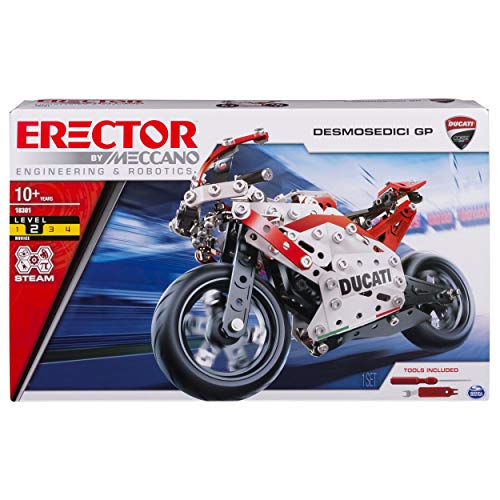 Product Cover MECCANO Erector Ducati GP Model Motorcycle Building Kit, Stem Engineering Education Toy, 358 Parts, for Ages 10 & Up