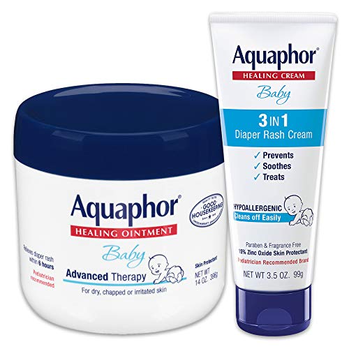 Product Cover Aquaphor Baby Skin Care Set - Fragrance Free, Prevents, Soothes and Treats Diaper Rash - Includes 14 oz. Jar of Advanced Healing Ointment & 3.5 oz Tube of Diaper Rash Cream