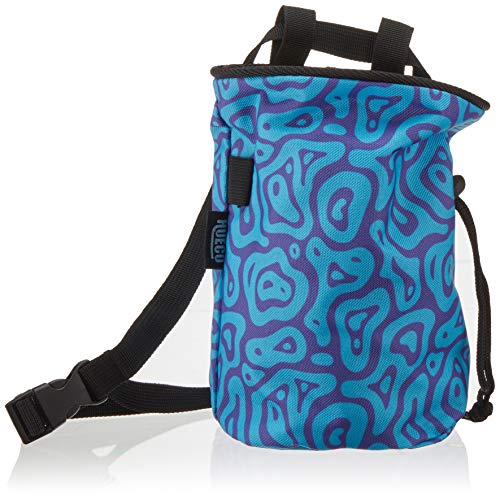 Product Cover Hueco Chalk Bag with Chalk Ball, Belt, and Zipper Smartphone Pocket for Rock Climbing, Bouldering, Gymnastics, Fitness, Cross Fit and Weightlifting (Blue/Purple Wave)