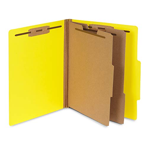 Product Cover 10 Yellow Classification Folders, 2 Divider, 2 Inch Tyvek Expansions, Durable 2 Prongs Designed to Organize Standard Medical Files, Law Client Files, Office Reports, Letter Size, Yellow, 10 Pack