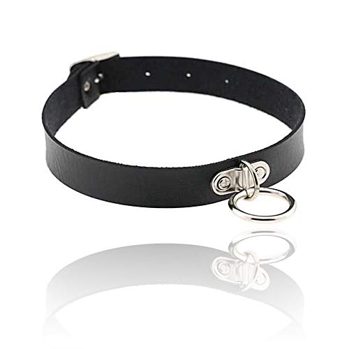 Product Cover ETHOON Adjustable Leather Choker Collar Sexy Soft PU Circle Punk Choker Necklace for Women Girls, Black
