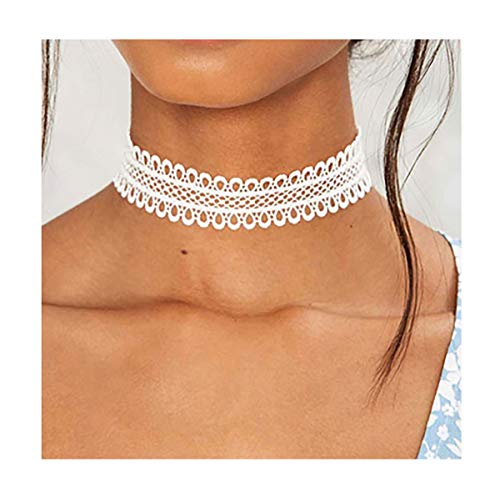 Product Cover CanB White Boho Lace Choker Necklace Dainty Party Short Necklaces Jewelry for Women and Girls