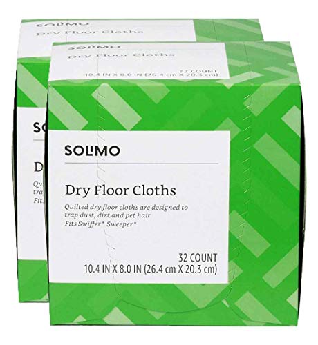 Product Cover Amazon Brand - Solimo Dry Floor Cloths, 64 Count (2 Packs of 32 Cloths)