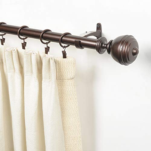 Product Cover Deco Window 1 Inch Adjustable Brown Curtain Rod for Windows Curtains with Oval Finials & Brackets Set - 36