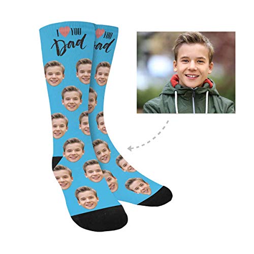 Product Cover Custom Face Socks,Turn Your Photo Into I Love You Dad Crew Socks Unisex Father's Day