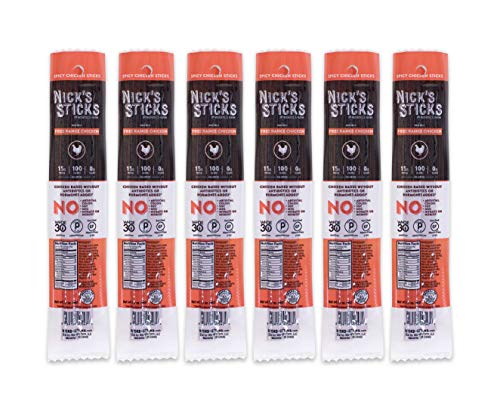 Product Cover Nick's Sticks | Spicy Free Range Chicken Snack Sticks | Gluten Free | Paleo, Keto, Whole30 Approved | No Sugar, Soy, Antibiotics or Hormones (6 - 1.7oz. Packages of 2 Sticks)