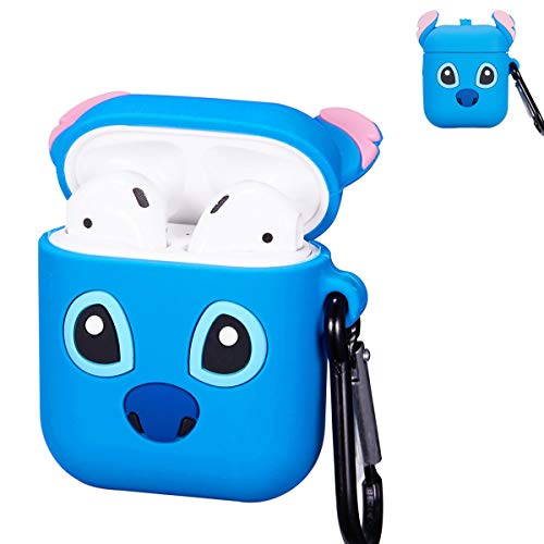 Product Cover Logee Full Stitch Case for Apple Airpods 1&2,Cute Character Silicone 3D Funny Cartoon Airpod Cover,Soft Kawaii Fun Cool Design Skin Kits with Carabiner,Unique Cases for Girls Kids Teens Women Air Pods