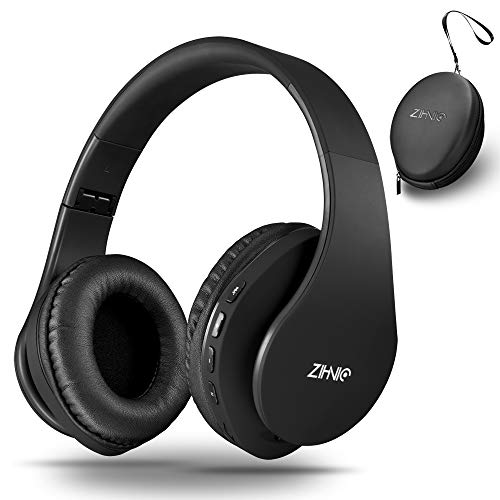 Product Cover Wireless Bluetooth Headphones Over-Ear with Deep Bass, Foldable Wireless and Wired Stereo Headset Buit in Mic for Cell Phone, PC,TV, PC,Light Weight for Prolonged Wearing (Black)
