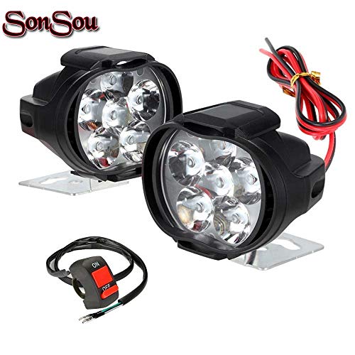 Product Cover SONSOU 6 LED SHILAN Waterproof Fog Light for Bikes with on/off Handlebar Switch for Motorcycle Jeep SUV Car and Truck (Black)