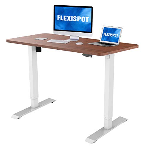 Product Cover FlexiSpot EN1W-R5528N Electric Height Adjustable Desk, 55 x 28 Inches, Home Office Table Standing Desk (White Frame +55 inch Mahogany Top)