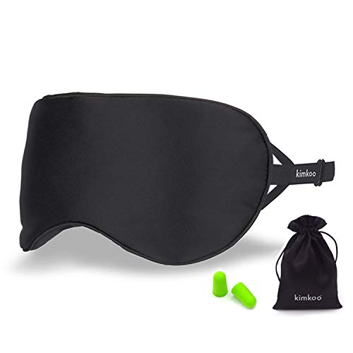 Product Cover Kimkoo Silk Sleep Mask-Block Out Light Perfectly,Eye Mask for Sleeping for Women and Men,Soft and Adjustable Sleep Masks,Blindfold Black