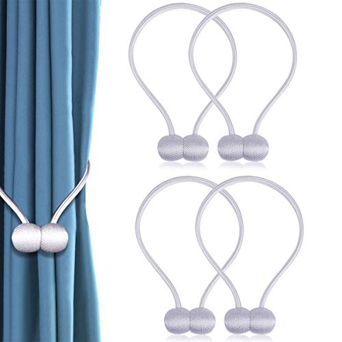 Product Cover JRing Magnetic Curtain Tiebacks Decorative Curtain Holdbacks Convenient Drape Ties for Sheer and Thick Curtain Panels Set of 4 White