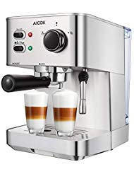 Product Cover AICOK Espresso Machine, Cappuccino Coffee Maker with Milk Steamer Frother, 15 Bar Pump Latte and Moka Machine, Stainless Steel, Warm Top for Cup Placing, 1050W
