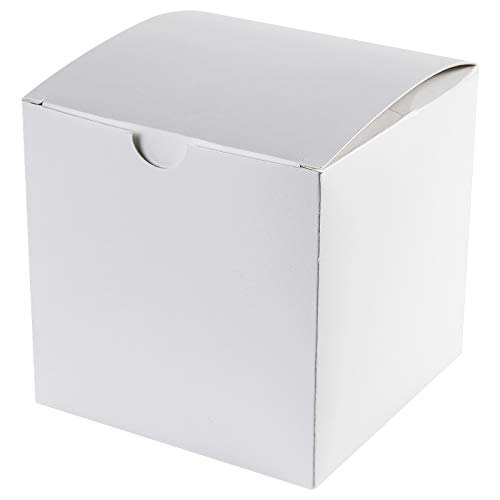 Product Cover [100pcs]White Kraft Gift Boxes 3X3x3 Inches,White Paper Favor Boxes with Lids for Gifts,Craft Cupcake Boxes 100 of Pack