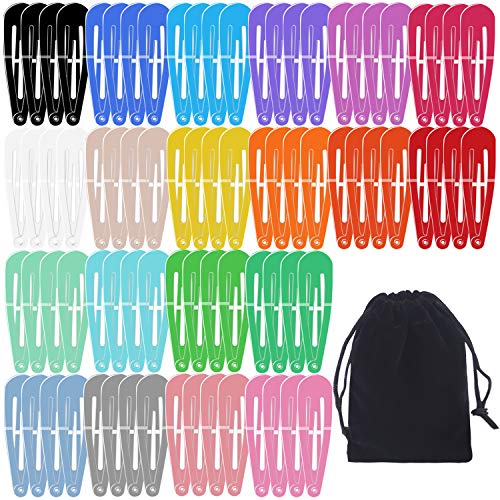 Product Cover Elcoho 80 Pieces Girls Snap Hair Clips Non-Slip Metal Barrettes with Storage Bag, 2 Inch, 20 Colors
