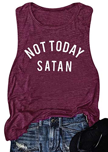 Product Cover Women Not Today Satan Tank Funny Graphic Sleeveless Casual Tshirt Top Vest