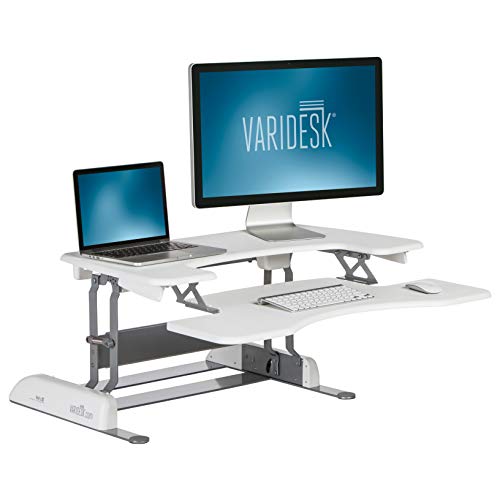 Product Cover VARIDESK - Height Adjustable Standing Desk Converter - Pro Plus 36 - Stand Up Desk for Dual Monitors - White