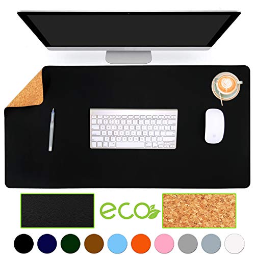 Product Cover Aothia Eco-Friendly Natural Cork & Leather Double-Sided Office Desk Mat & Mate 31.5