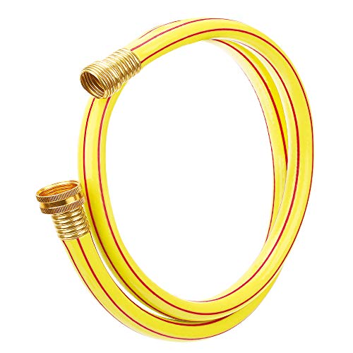 Product Cover Homes Garden 4 ft. Short Garden Hose 5/8 inch Yellow Lead-Hose Male/Female Commercial Brass Coupling Fittings for Water Softener, Dehumidifier, RV Filter and Camp Water Tank #G-H153A06