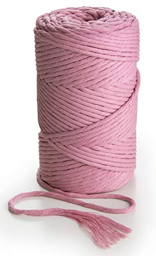 Product Cover Dusty Pink Macrame Cord 3mm Single Twist Cotton String Soft Rope for Handmade Plant Hangers Wall Art Craft Making and DIY Projects MB CORDAS