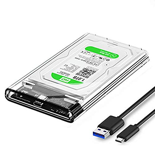 Product Cover QGeeM USB C Hard Drive Enclosure USB 3.1 Gen 2 Type C to SATA External Hard Drive Disk Case Adapter Housing for 9.5mm 7mm 2.5 Inch SATA I II III, PS4, HDD, SSD, 6Gbps Fast Speed UASP Tool Free