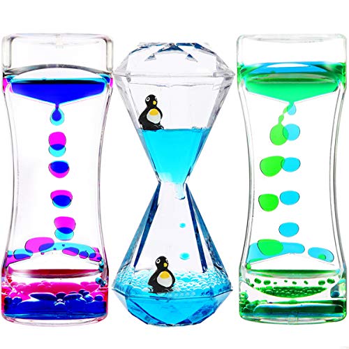 Product Cover YUE ACTION Liquid Motion Bubbler Timer for Sensory Toys, Fidget Toy, Children Activity, Calm Relaxing Desk Toys, Anxiety Toys, Autism Toys, ADHD Fidget Toys, Assorted Colors, Pack of 3(Style#1)