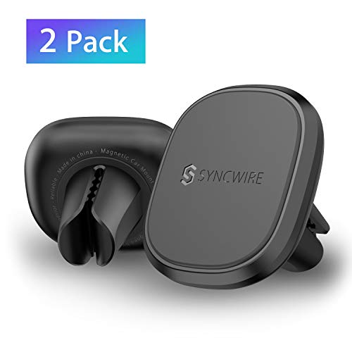 Product Cover Syncwire Magnetic Phone Car Mount [2 Pack] Universal Air Vent Cell Phone Holder with Extra Strong Magnets Compatible with iPhone Xs Max XR X 8 7 Plus 6S, Samsung S10 S9 S8 Edge, Mini Tablets and More