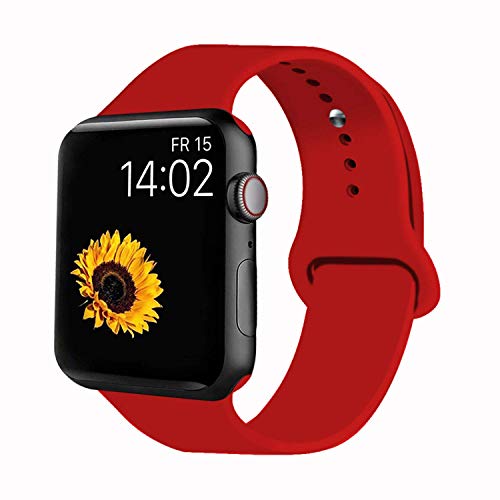 Product Cover VATI Sport Band Compatible for Apple Watch Band 42mm 44mm, Soft Silicone Sport Strap Replacement Bands Compatible with 2019 Apple Watch Series 5, iWatch 4/3/2/1, 42MM 44MM M/L (Red)