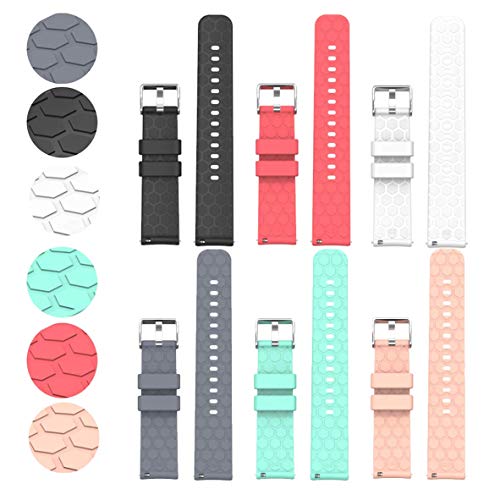 Product Cover ECSEM Compatible with Fossil Gen 4 Q Explorist HR Bands Replacement Accessory Sport Colourful Silicone Bracelet 6Pack 22MM Strap Band for Fossil Gen 4/ Gen 5 Explorist HR Smartwatch, Soft and Durable