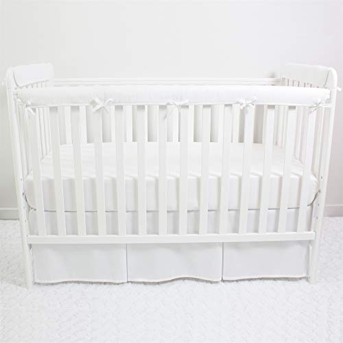 Product Cover CaSaJa 3 Pieces Reversible Soft Microfiber Crib Rail Cover Set for Front Rail and Side Rails, Safe Breathable Batting Inner for Baby Teething Guard, Pure White, Fits Up to 8 in Around or 4 in Folded