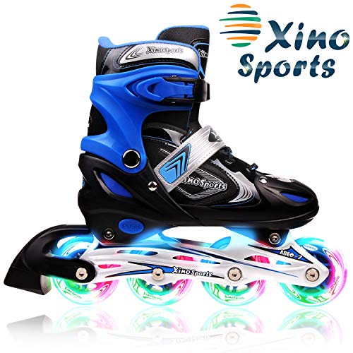 Product Cover XinoSports Adjustable Kids Inline Skates for Girls & Boys with Light Up Wheels (Ages 5-20) - Roller Skates with Illuminating Wheels - 1 Year Warranty, Life Time Customer Support