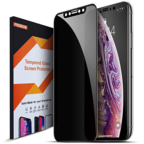 Product Cover Intermerge Privacy Screen Protector for iPhone Xs X, Premium 4D Curved Edge to Edge Full Coverage Anti-Spy Tempered Glass Screen Protector for Apple iPhone Xs 2018 X 2017, 5.8inch