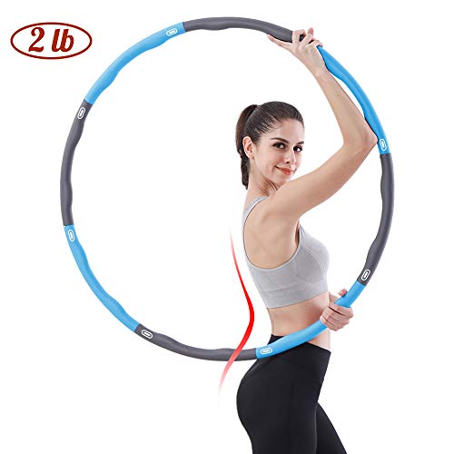 Product Cover AHCSMRE Collapsible 2 lb Weighted Hula Hoop for Exercise for Kids or Adults|28 33 38 inch Adjustable Hula Hoop for Weight Loss|Detachable Hula Hoop for Fitness Abs Exercise Gym Workout/Dancing