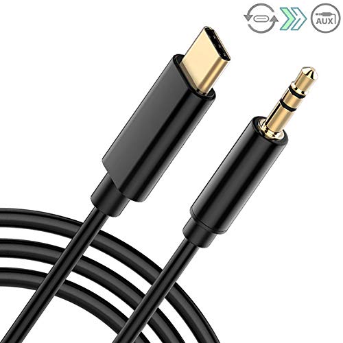 Product Cover AD ADTRIP Type C to 3.5mm Audio Aux Jack Adapter USB C Male to 3.5mm Male Audio Cord Car Aux Cable Headphone Adapter for Google Pixel 2/2 XL/3/3 XL/4/4 XL, Moto Z, Samsung Galaxy S9/S9+/S8/8 More -1m