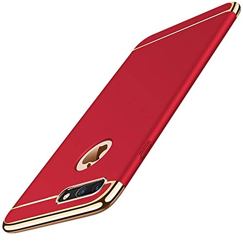 Product Cover KUMTZO Compatible for iPhone 8 Plus/7 Plus Case,Fashion & Luxury 3 in 1 Ultra Thin Slim Hard Case Coated Non Slip Matte Surface Electroplate Frame Cover for iPhone 8 Plus/7 Plus 5.5 inch_Red