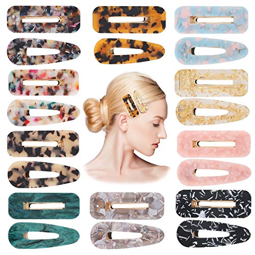 Product Cover 20 Pcs Acrylic Resin Hair Clips Set Fashion Geometric Alligator Barrettes Leopard Pattern Vintage Hair Accessories Hairpins for Women