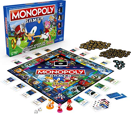 Product Cover Monopoly Gamer Sonic The Hedgehog Edition Board Game for Kids Ages 8 & Up; Sonic Video Gamer Themed Board Game
