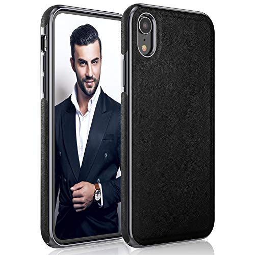 Product Cover LOHASIC iPhone XR Case, Thin Slim Premium Leather Luxury PU Soft Flexible Bumper Defender Non-Slip Grip Anti-Scratch Full Body Shockproof Protective Cover Cases for Apple iPhone XR 6.1 inch - Black