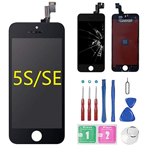 Product Cover Screen Replacement for iPhone 5S/SE Black (4.0), Drscreen LCD Touch Screen Digitizer Display Replacement for A1533,A1457,A1453,A1530,A1723,A1662,A1724, w/Repair Tool Kits Including Protector