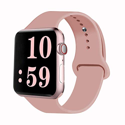 Product Cover VATI Sport Band Compatible for Apple Watch Band 38mm 40mm, Soft Silicone Sport Strap Replacement Bands Compatible with 2019 Apple Watch Series 5, iWatch 4/3/2/1, 38MM 40MM S/M (Vintage Rose)