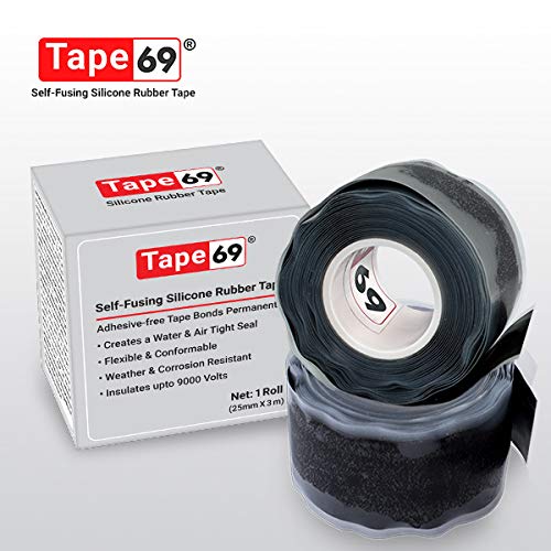 Product Cover Tape 69 Silicone Rubber Tape Self Fusing, Black, 2.5 cm x 3 mtr
