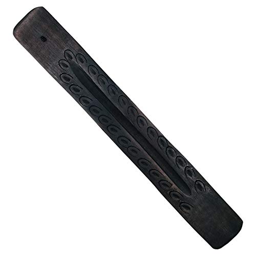 Product Cover Alternative Imagination Carved, Black Wooden Incense Holder, 10 Inches Long, for Single Incense Sticks